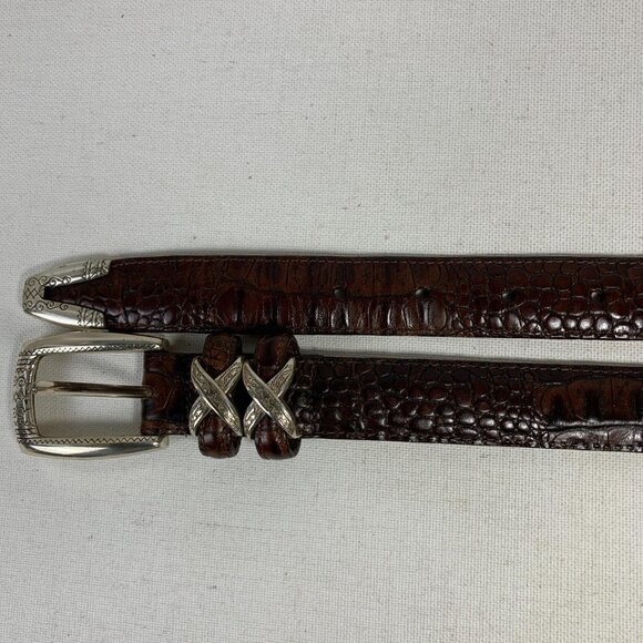 Brighton Brown Leather Belt with Silver Buckle - Size 32, Stylish & Durable! main image 5